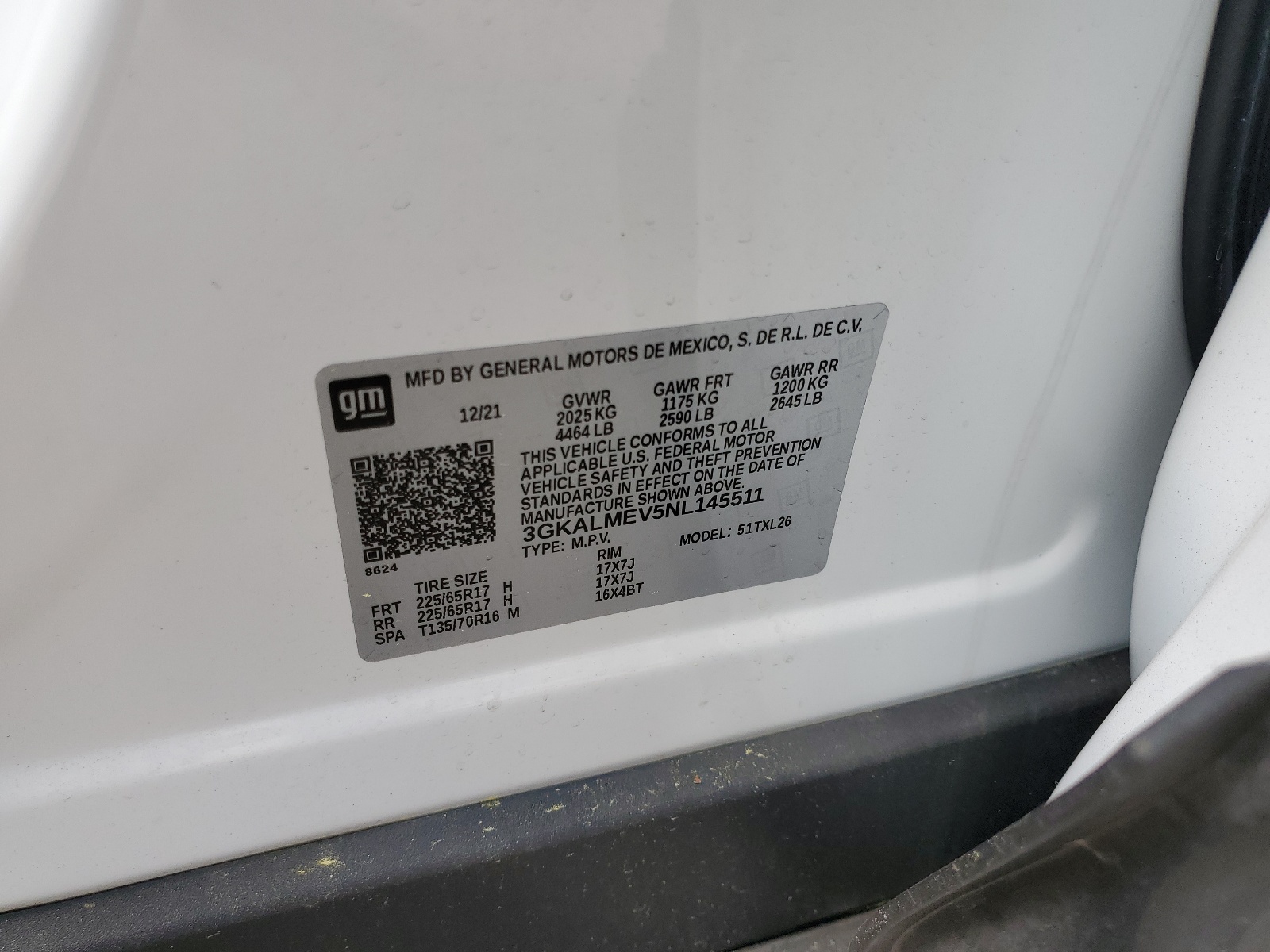 3GKALMEV5NL145511 2022 GMC Terrain Sle