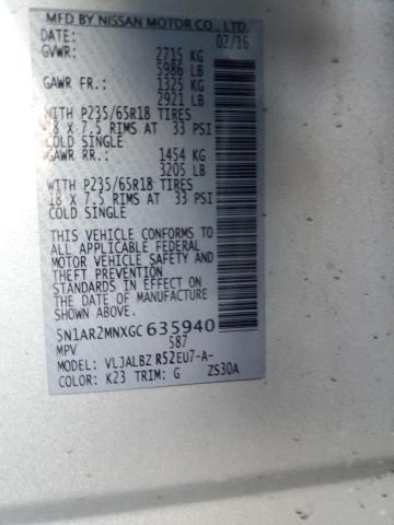 5N1AR2MNXGC635940 Nissan Pathfinder S