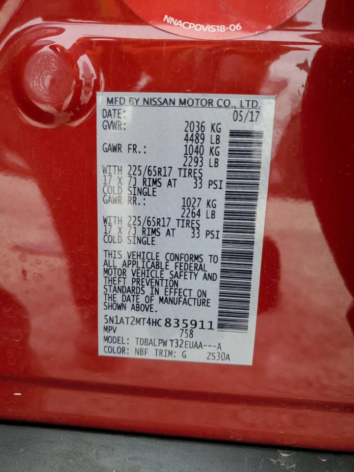 5N1AT2MT4HC835911 NISSAN ROGUE 2017