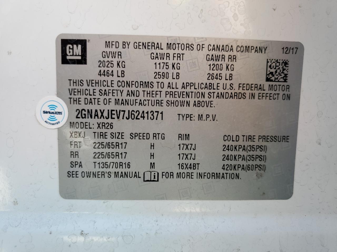 2GNAXJEV7J6241371 CHEVROLET EQUINOX 2018
