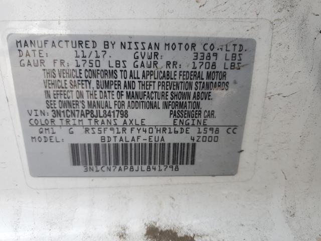 3N1CN7AP8JL841798 Nissan VERSA S