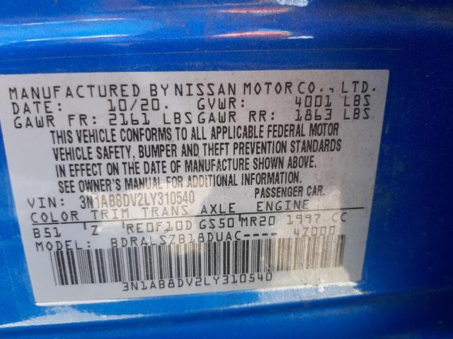 3N1AB8DV2LY310540 Nissan SENTRA SR