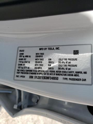 5YJ3E1EB3NF248850 Tesla MODEL 3
