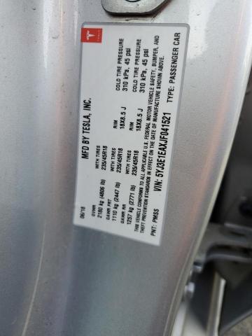 5YJ3E1EAXJF041521 Tesla MODEL 3