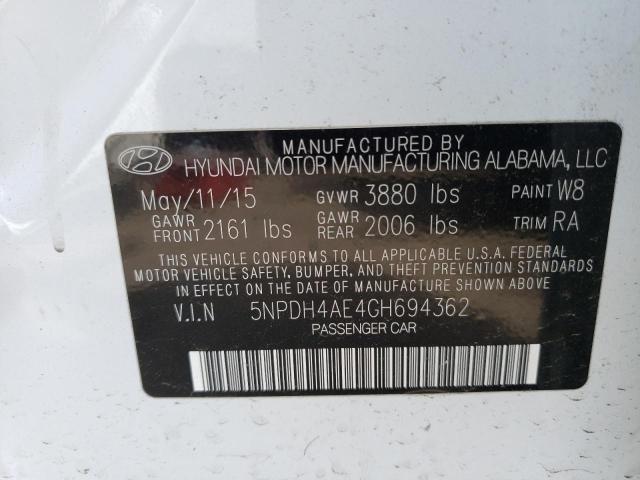 5NPDH4AE4GH694362 Hyundai ELANTRA SE