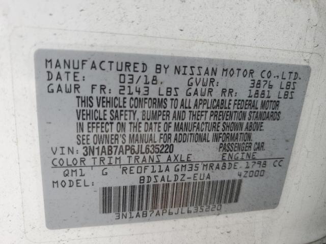 3N1AB7AP6JL635220 Nissan SENTRA S