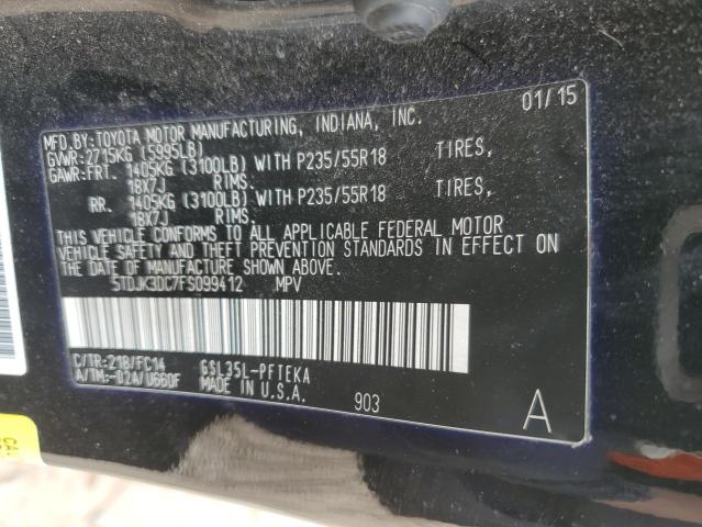 5TDJK3DC7FS099412 Toyota SIENNA LE
