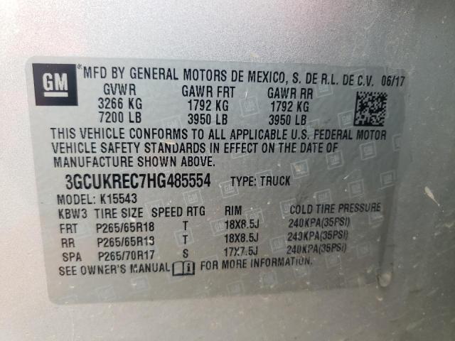 2017 CHEVROLET 1500 - 3GCUKREC7HG485554