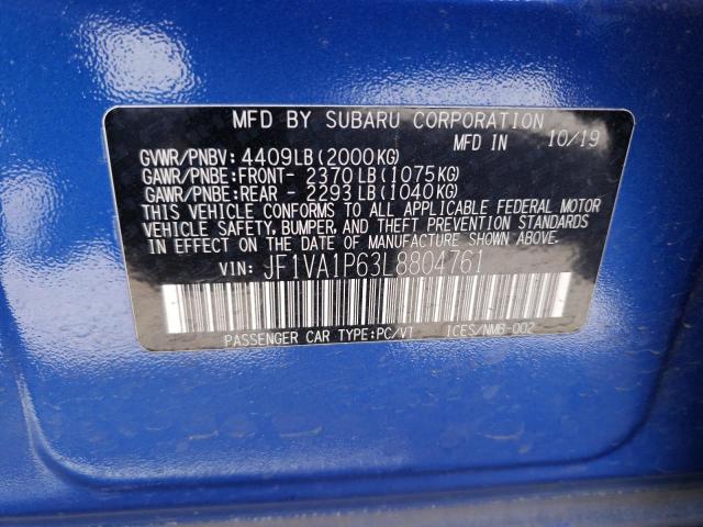 JF1VA1P63L8804761 Subaru Wrx Limited