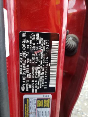 5XYPH4A59GG100272 KIA SORENTO EX