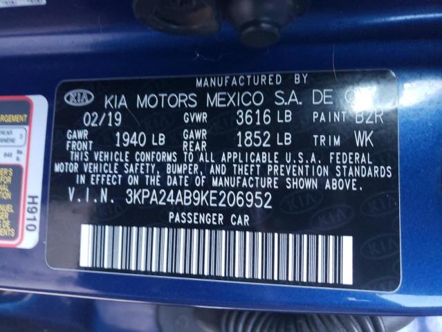 3KPA24AB9KE206952 KIA RIO S
