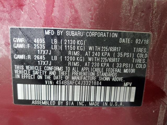 4S4BSAFC4J3321884 Subaru Outback 2.5i Premium