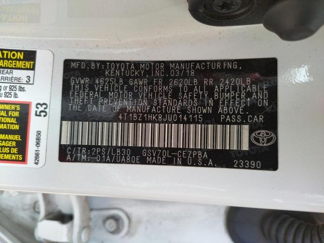 4T1BZ1HK8JU014115 Toyota CAMRY XSE