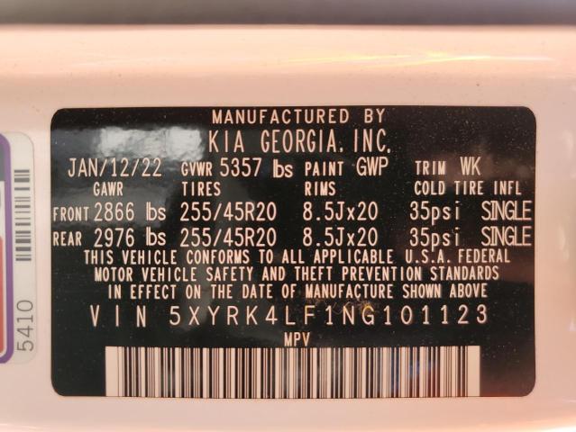 5XYRK4LF1NG101123 KIA SORENTO SX