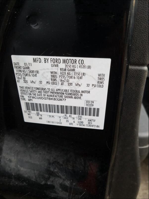2011 FORD ESCAPE 1FMCU0DG7BKB32877