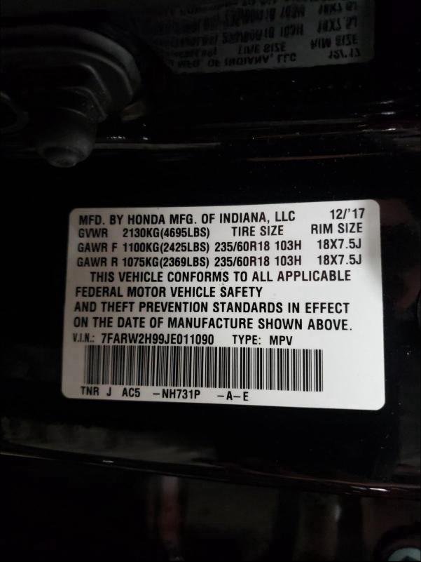 2018 HONDA CR-V TOURI 7FARW2H99JE011090
