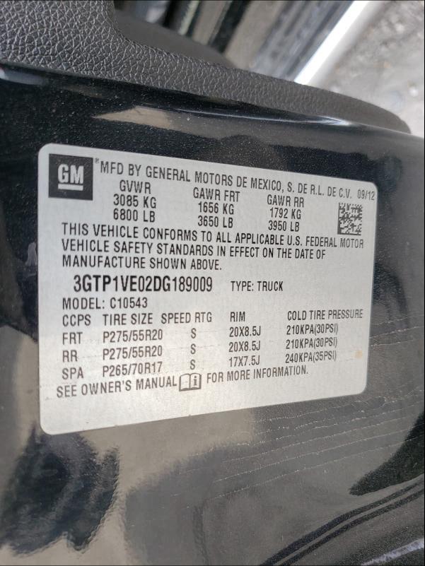 2013 GMC SIERRA C15 3GTP1VE02DG189009