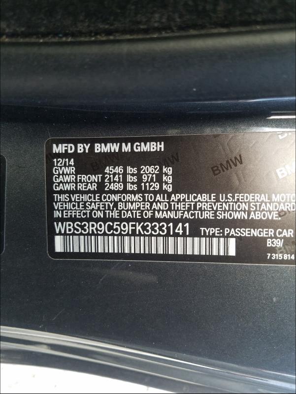 2015 BMW M4 WBS3R9C59FK333141