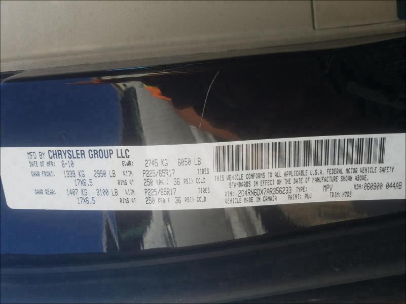 2010 DODGE GRAND CARA 2D4RN6DX7AR356233