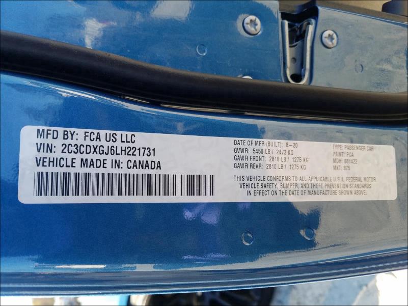 2020 DODGE CHARGER SC 2C3CDXGJ6LH221731