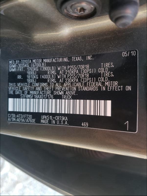2010 TOYOTA TUNDRA DOU 5TFRM5F18AX017176