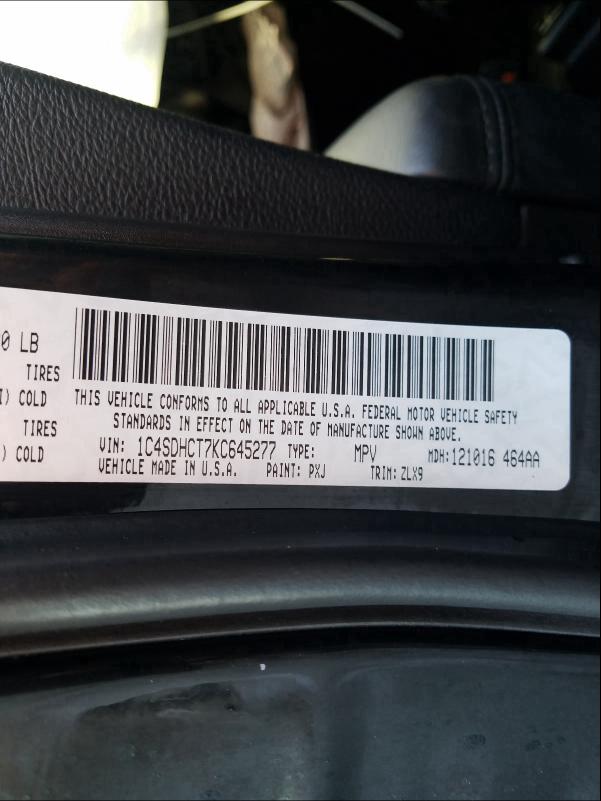2019 DODGE DURANGO R/ - 1C4SDHCT7KC645277