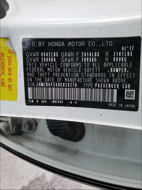2017 HONDA ACCORD HYB JHMCR6F55HC028278