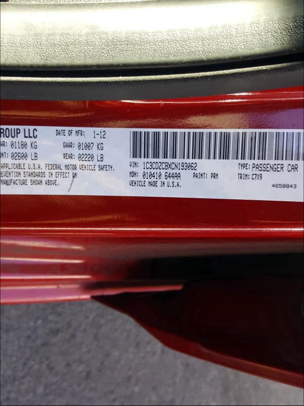 2012 DODGE AVENGER SX 1C3CDZCBXCN193062