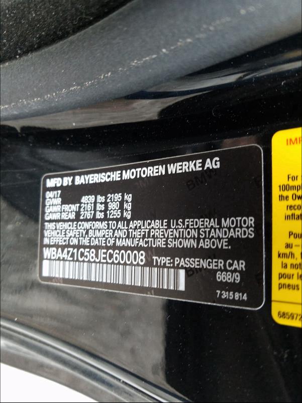 2018 BMW 430I WBA4Z1C58JEC60008