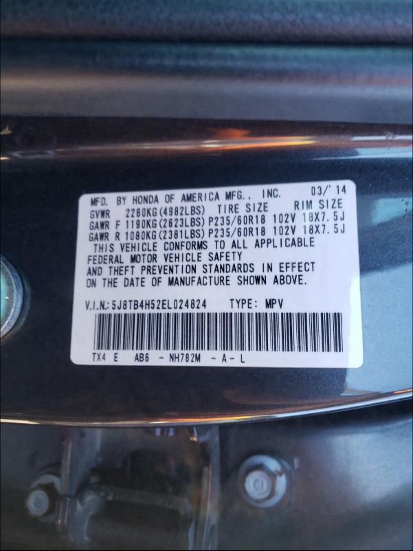 2014 ACURA RDX TECHNO 5J8TB4H52EL024824