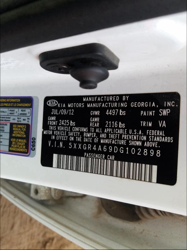 2013 KIA OPTIMA SX 5XXGR4A69DG102898