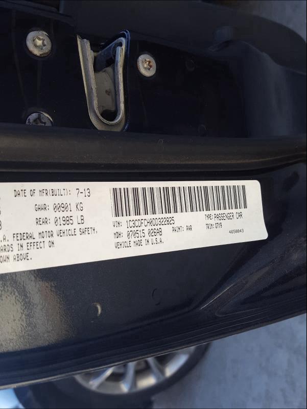 2013 DODGE DART LIMIT 1C3CDFCH0DD322825