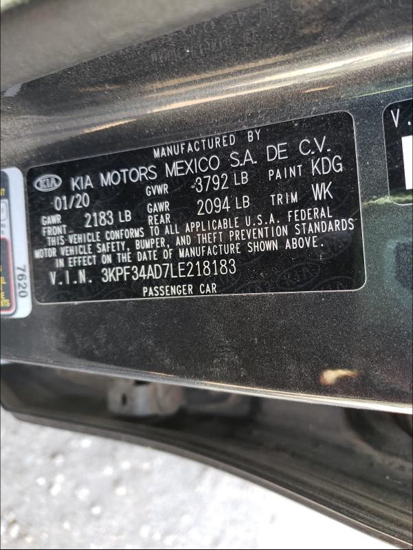 2020 KIA FORTE 3KPF34AD7LE218183
