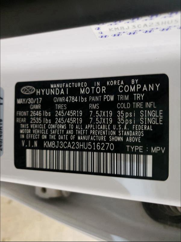 2017 HYUNDAI TUCSON LIM KM8J3CA23HU516270
