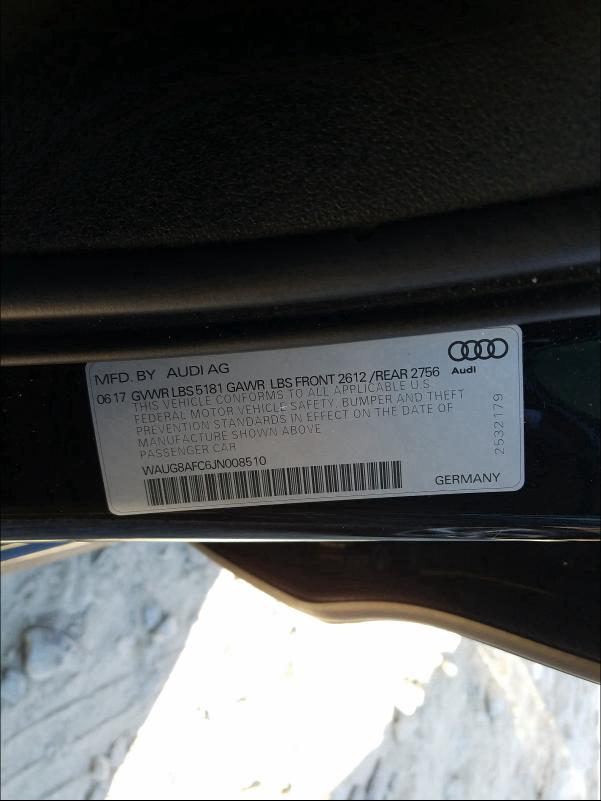 2018 AUDI A6 PREMIUM WAUG8AFC6JN008510