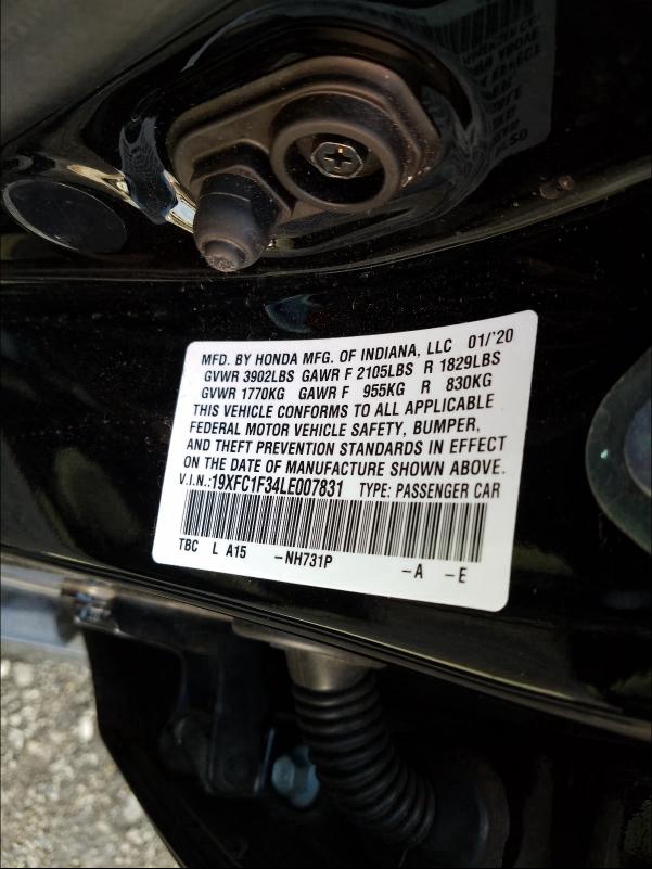 2020 HONDA CIVIC EX 19XFC1F34LE007831