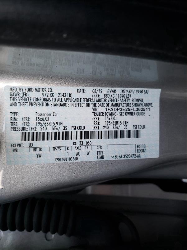 2015 FORD FOCUS 1FADP3E25FL362511