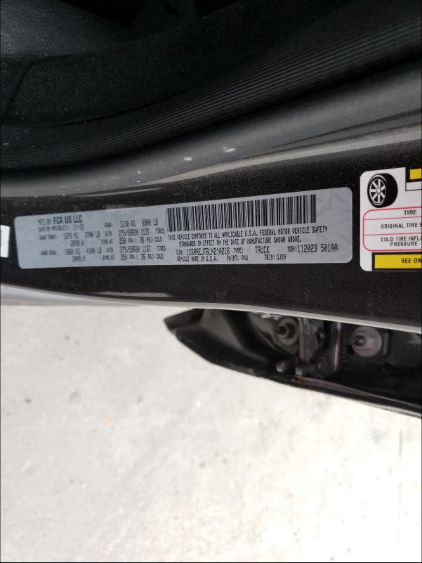 2020 RAM 1500 LARAM 1C6RREJT6LN210216