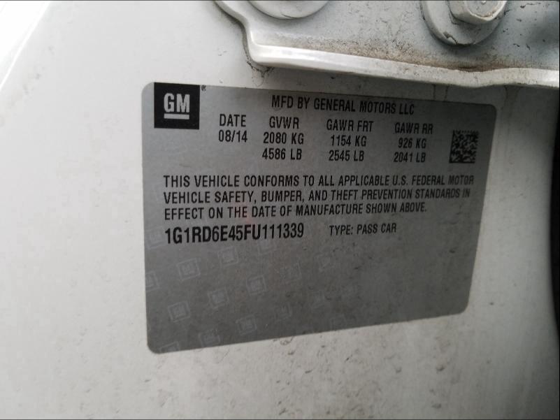 VIN 1G1RD6E45FU111339 2015 Chevrolet Volt no.10