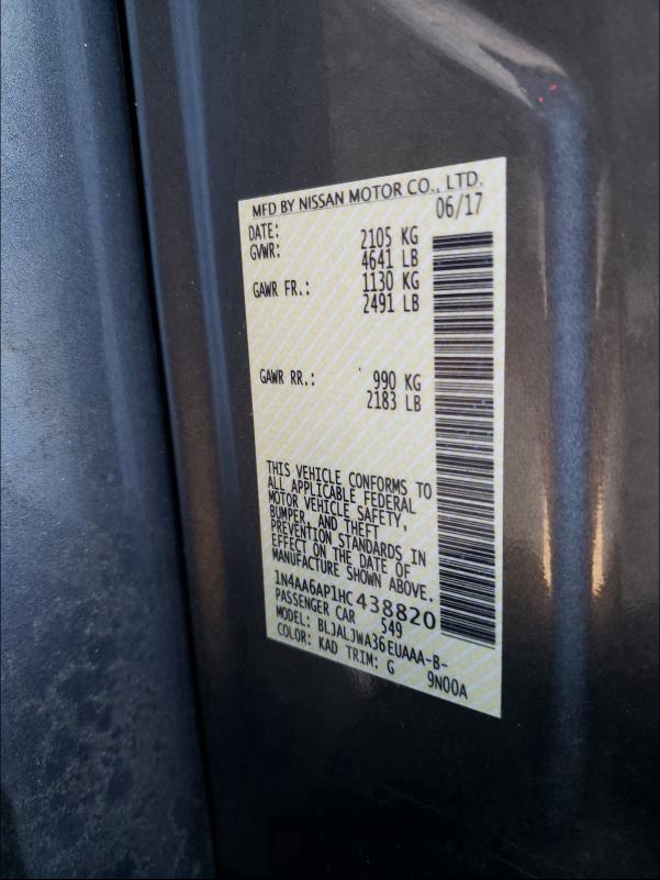 2017 NISSAN MAXIMA 3.5 1N4AA6AP1HC438820