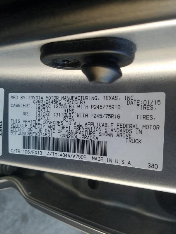 2015 TOYOTA TACOMA DOU 5TFJU4GN5FX074631