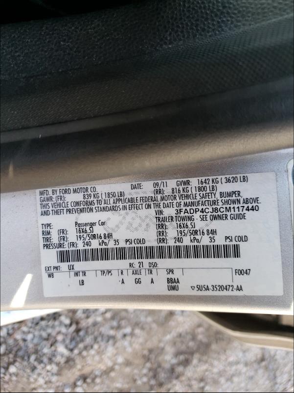 2012 FORD FIESTA SEL 3FADP4CJ8CM117440
