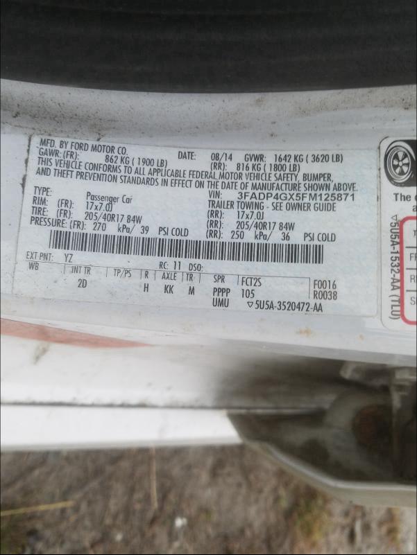 2015 FORD FIESTA ST 3FADP4GX5FM125871