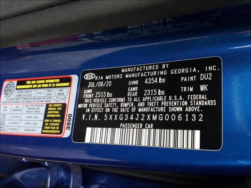 2021 KIA K5 EX 5XXG34J2XMG006132