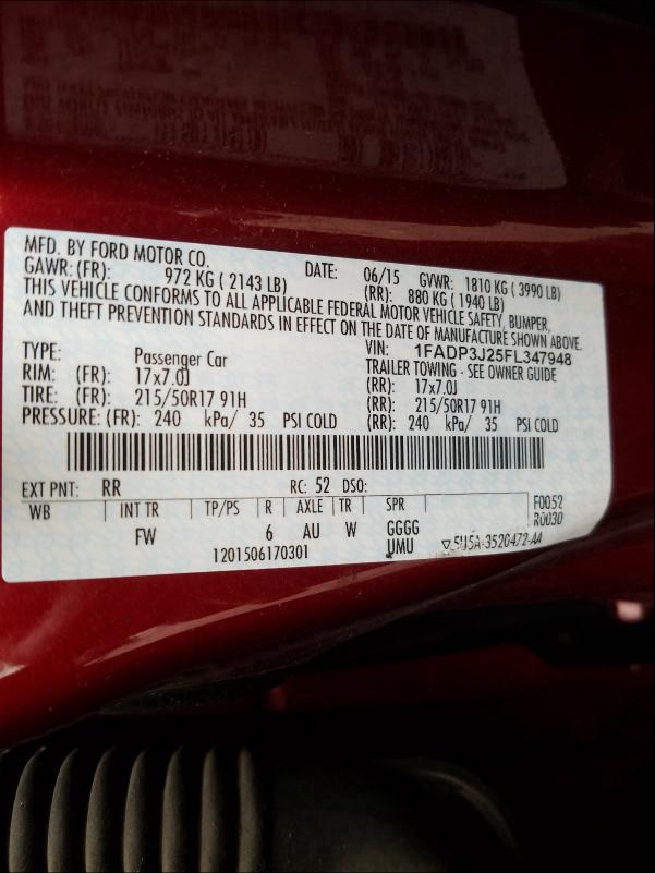 1FADP3J25FL347948 2015 Ford Focus Tita 2.0L