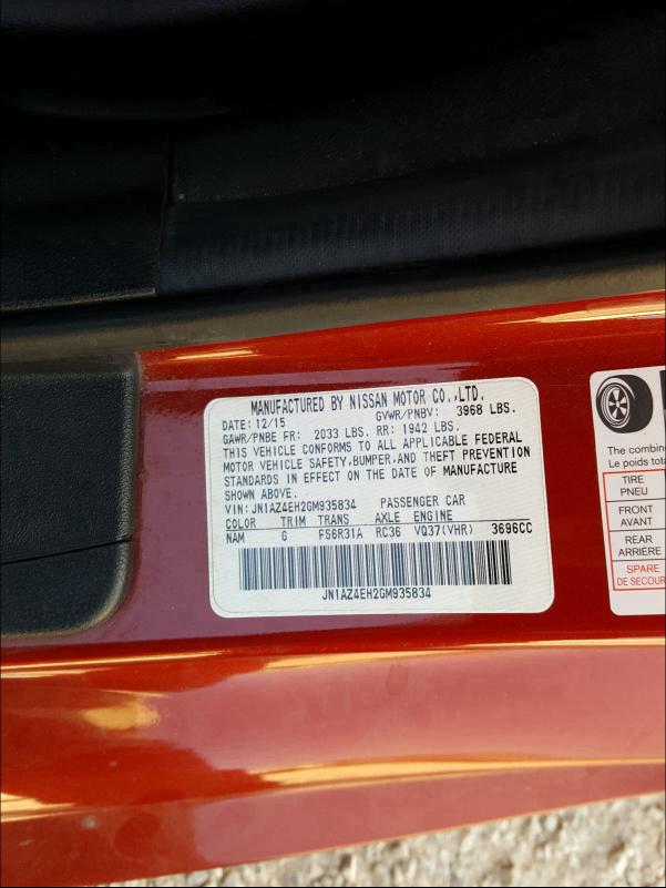 2016 NISSAN 370Z BASE JN1AZ4EH2GM935834