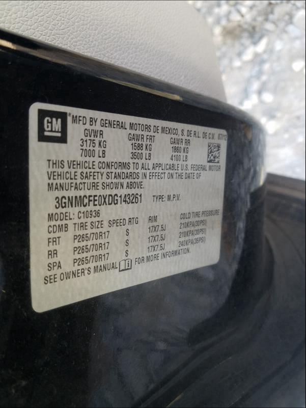 2013 CHEVROLET AVALANCHE 3GNMCFE0XDG143261