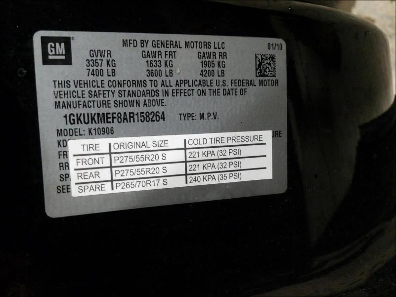 2010 GMC YUKON XL D 1GKUKMEF8AR158264