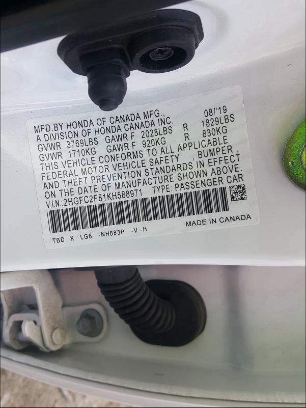 2019 HONDA CIVIC SPOR 2HGFC2F81KH588971