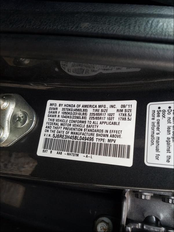 2011 HONDA CR-V SE 5J6RE3H45BL049496